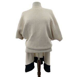 Barbara Bui Ivory Cotton Knit Poncho Belted Waist & Black Trim T1 Women's Small‎